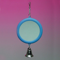 Two Sided Round Mirror with Bell Bird toy