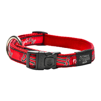 Rogz Beltz Fancy Dress Dog Collar - Red Bones - Medium Scooter (16mm x 26-40cm)