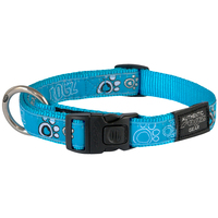 Rogz Beltz Fancy Dress Dog Collar - Turquoise Paws - Small Jellybean (11mm x 20-31cm)