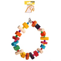 Avi One Wooden Ring with Acrylic Beads Parrot Toy - 24cm x 27cm