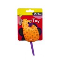 Pet One Plush Shiny Mouse Cat Toy - 11cm (Assorted Colours)