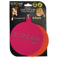 Scream Silicone Pet Food Can Cover - 2 Pack - Pink & Orange