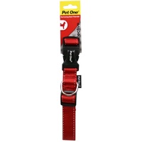 Pet One Reflective Adjustable Nylon Dog Collar - Red