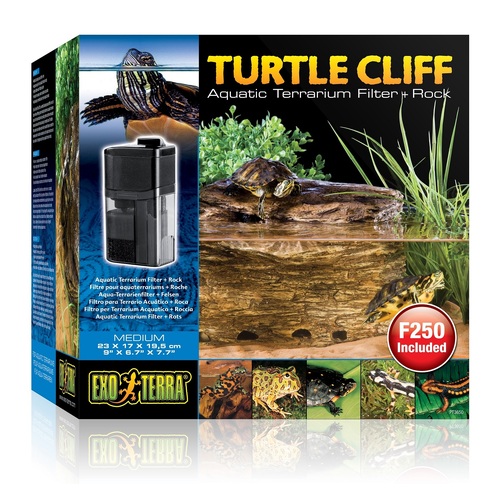 Exo Terra Turtle Cliff Aquatic Terrarium Filter & Rock - Medium (23x17x19.5cm)