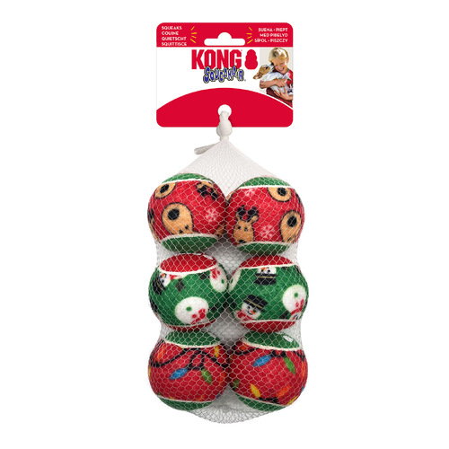 KONG Holiday Squeakair Balls - Medium - 6 Pack