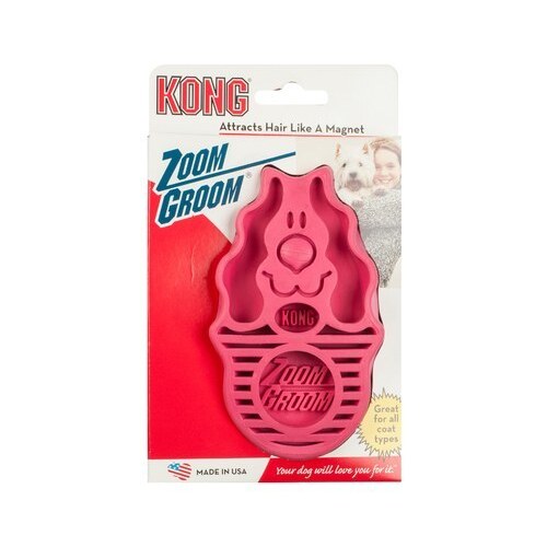 KONG ZoomGroom Dog Grooming Brush - Raspberry (Pink)