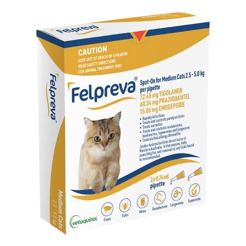 Felpreva Spot on for Medium Cats 2.5-5kg - Yellow (6 months)