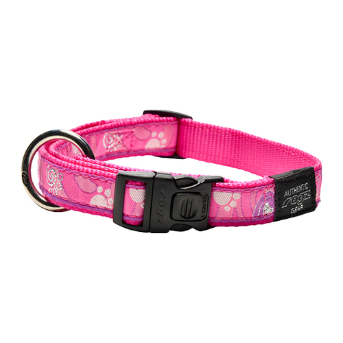 Rogz Beltz Fancy Dress Dog Collar - Pink Paws - Medium Scooter (16mm x 26-40cm)