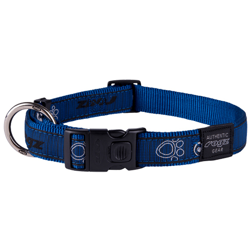 Rogz Beltz Fancy Dress Dog Collar - Navy Paws - Medium Scooter (16mm x 26-40cm)