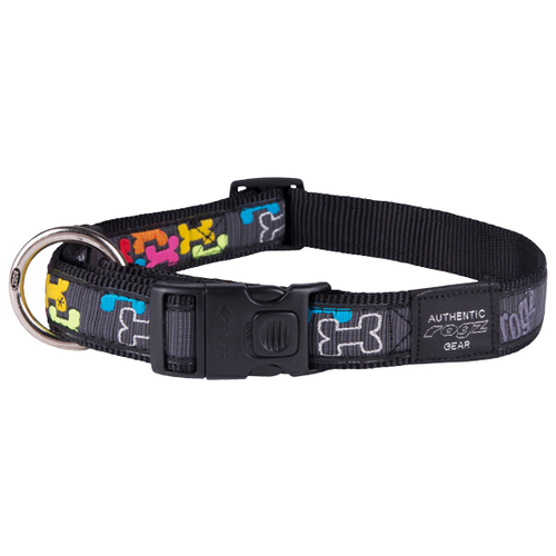 Rogz Beltz Fancy Dress Dog Collar - Multi Bone - Large Beach Bum (20mm x 34-56cm)