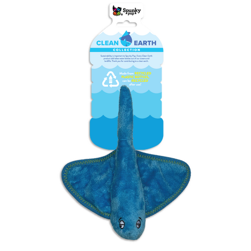 Spunky Pup Clean Earth Dog Toy - Stingray - Small