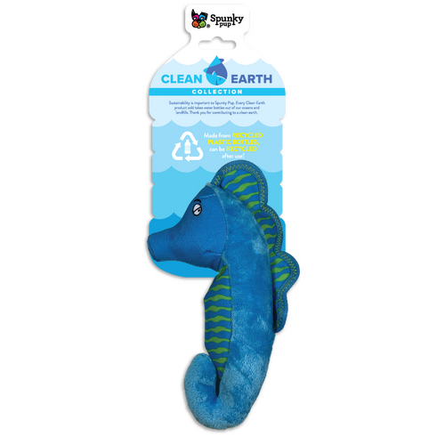 Spunky Pup Clean Earth Dog Toy - Seahorse - Small