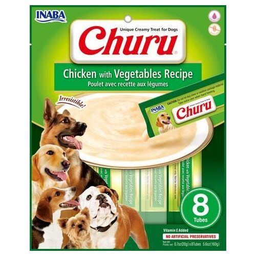 INABA Churu Dog Puree Chicken with Vegetables - 160g (8 Tubes)