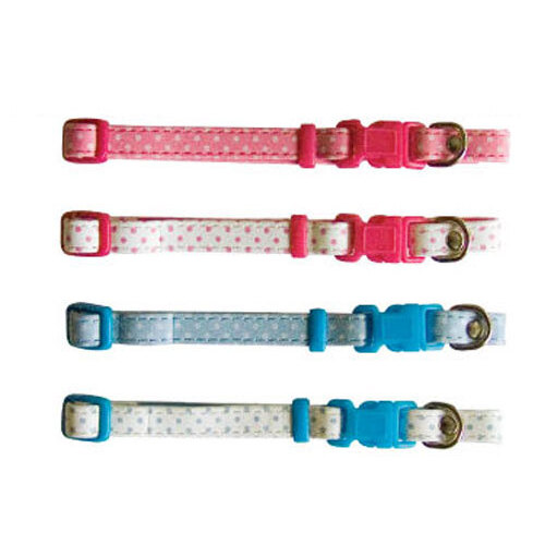 Beau Pets Puppy Spot Collar Adjustable - 30cm - Pink on White