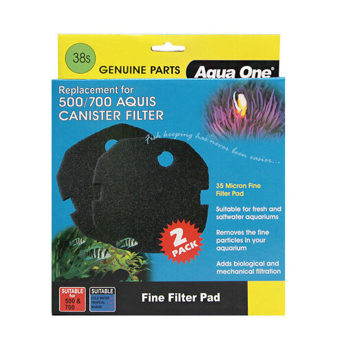 Aqua One Replacement Fine Filter Pad for 500/700 Aquis Canister Filter - 2 Pack (38s) (25039S)