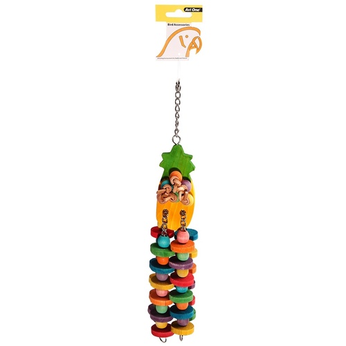 Avi One Parrot Toy Wooden Pineapple With Discs - 7x37cm