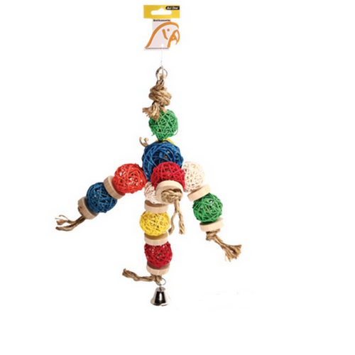 Avi One Parrot Toy Wicker Balls with Rings - 26x43cm