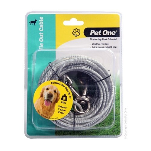 Pet One Tie Out Cable - 9 Meters - Dogs Up To 45kg