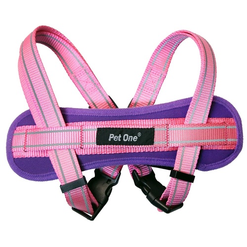 Pet One Reflective Padded Dog Harness - 37-60cm x 20mm - Purple/Pink