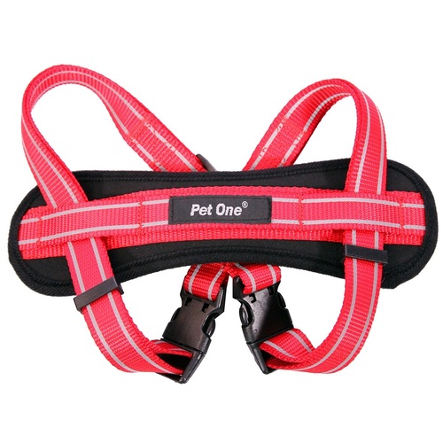 Pet One Reflective Padded Dog Harness - 37-60cm x 20mm - Red/Black