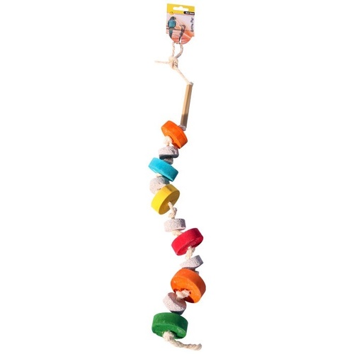 Avi One Bird Toy Lanyard Wooden Blocks & Beads - 70cm