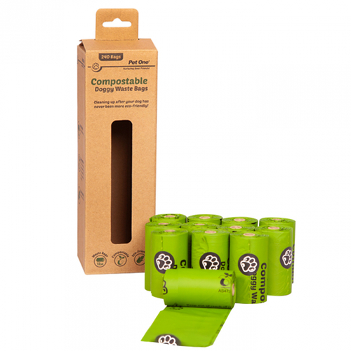 Pet One Compostable Doggy Waste Bag - 12 Rolls (240 Bags Per Roll)