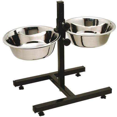 Zeez Adjustable Double Diner Stand with Bowls - 2 x 1.8L