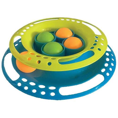 Scream Single Layer Orb Tower Cat Toy - Green & Blue