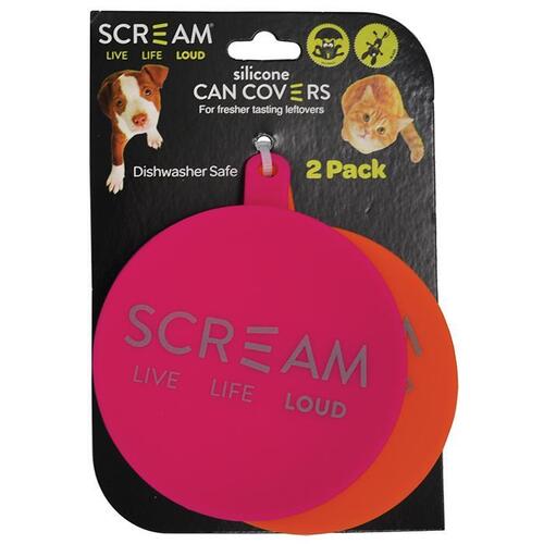 Scream Silicone Pet Food Can Cover - 2 Pack - Pink & Orange