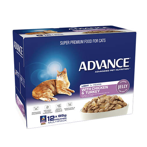 Advance Adult Cat Light Chicken & Turkey in Jelly Pouch (12 x 85g)