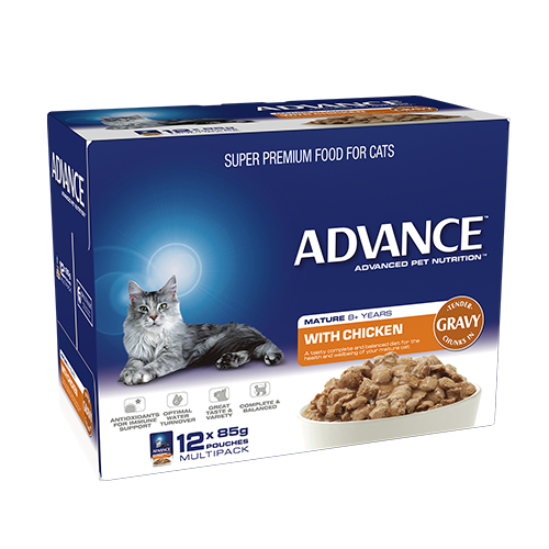 Advance Mature Cat Chicken with Gravy Pouch (12 x 85g)