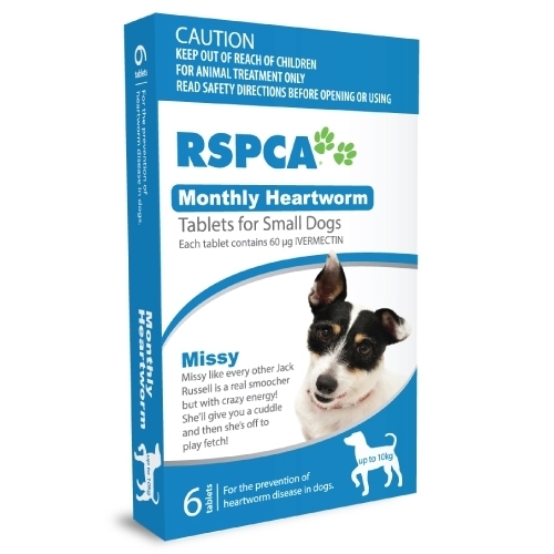 RSPCA Monthy Heartworm Tablets for Small Dogs Up To 10kg - 6 Pack (Blue)