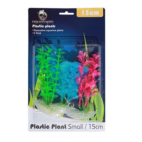 Neon Plastic Aquarium Plants - 3 Pack - 15cm