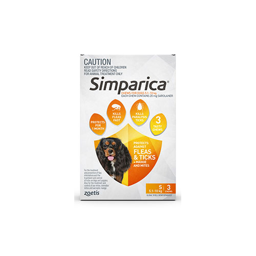 Simparica for Small Dogs 5.1-10kg - Orange - 3 Pack