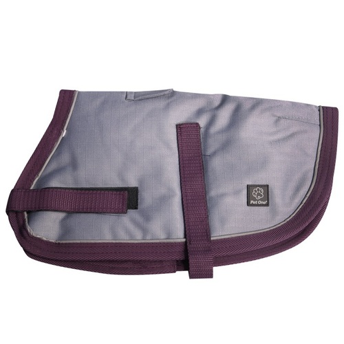 Pet One NightWalker Dog Coat - Grey/Burgundy